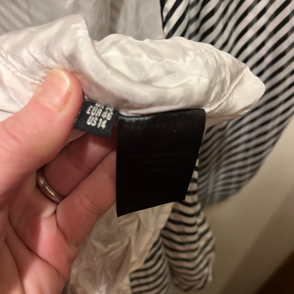 Deborah Lyons Ashley Midi Dress Black striped Wrap Sleeveless V-neckline Size 14 - Picture 6 of 10